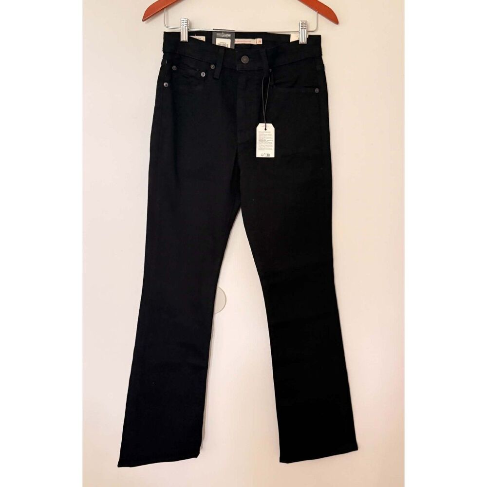 Levis 725 High Rise Bootcut Jeans Midnight Gaze Black Stretch Denim Sz 28/32